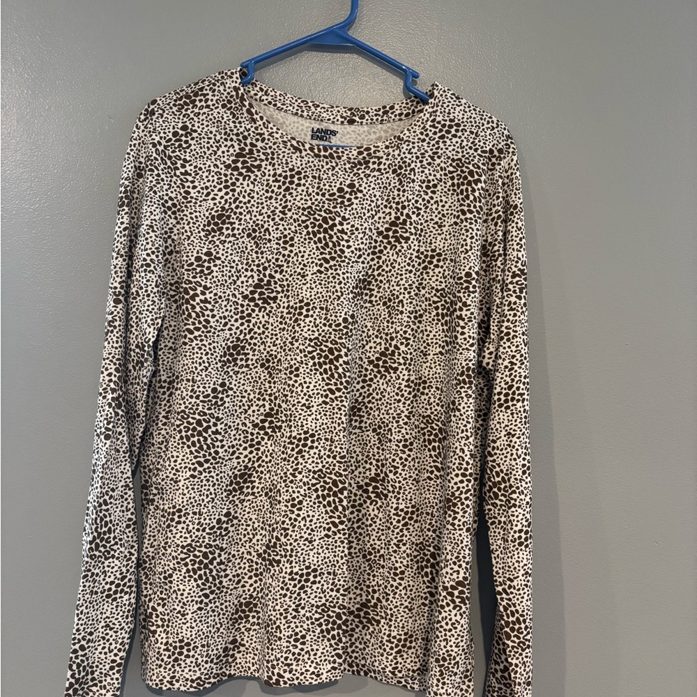 Lands' End Cream Fitted T-Shirt Blouse